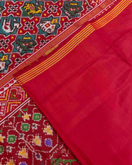 Red & Turquoise Star Narikunj Designer Patola Saree