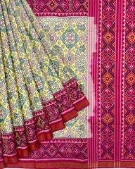 Pink & Light Yellow Navratan Designer Patola Saree