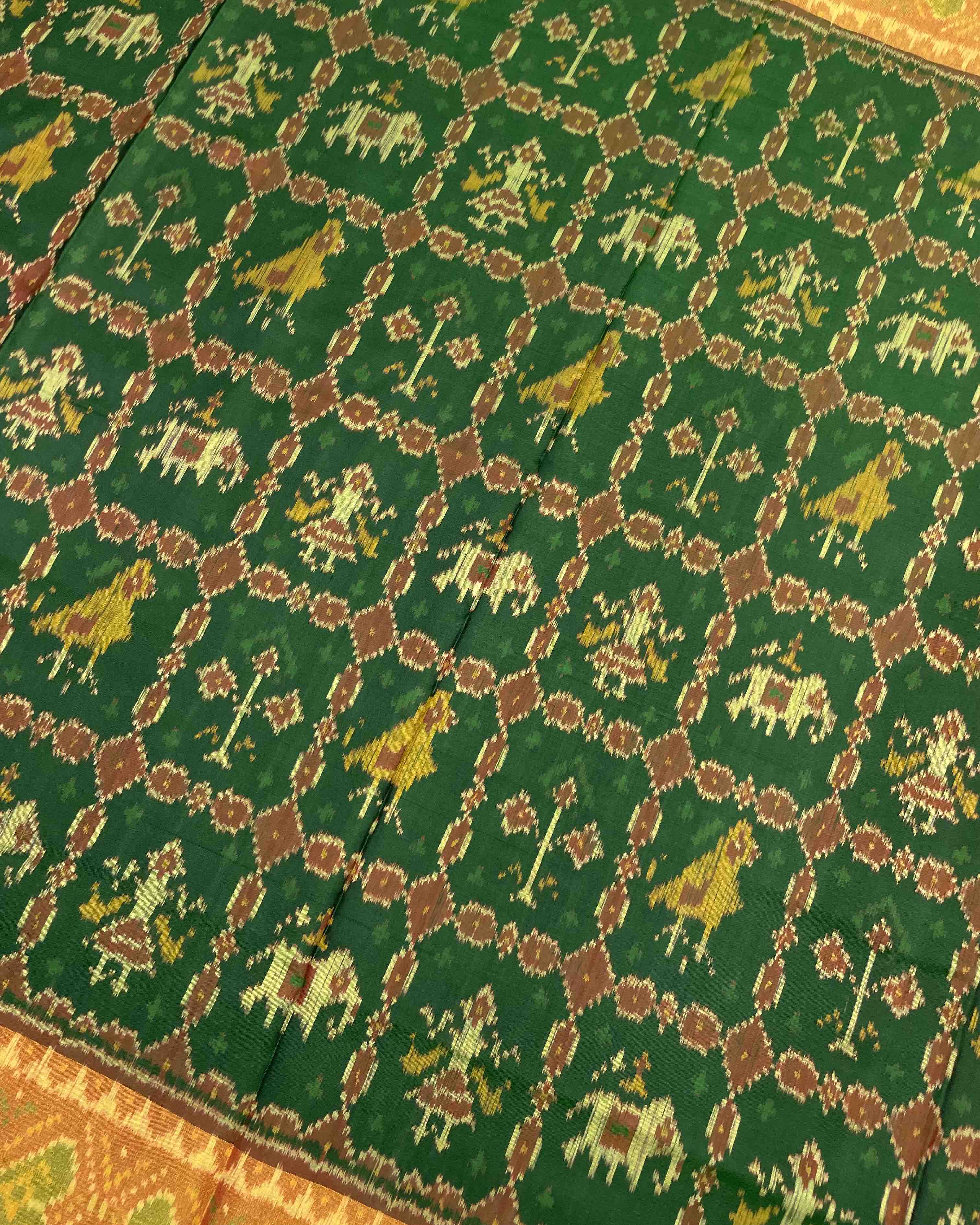 Red & Green Narikunj Designer Patola Saree