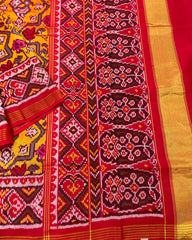 Red & Yellow Big Figure Star Narikunj Designer Patola Saree
