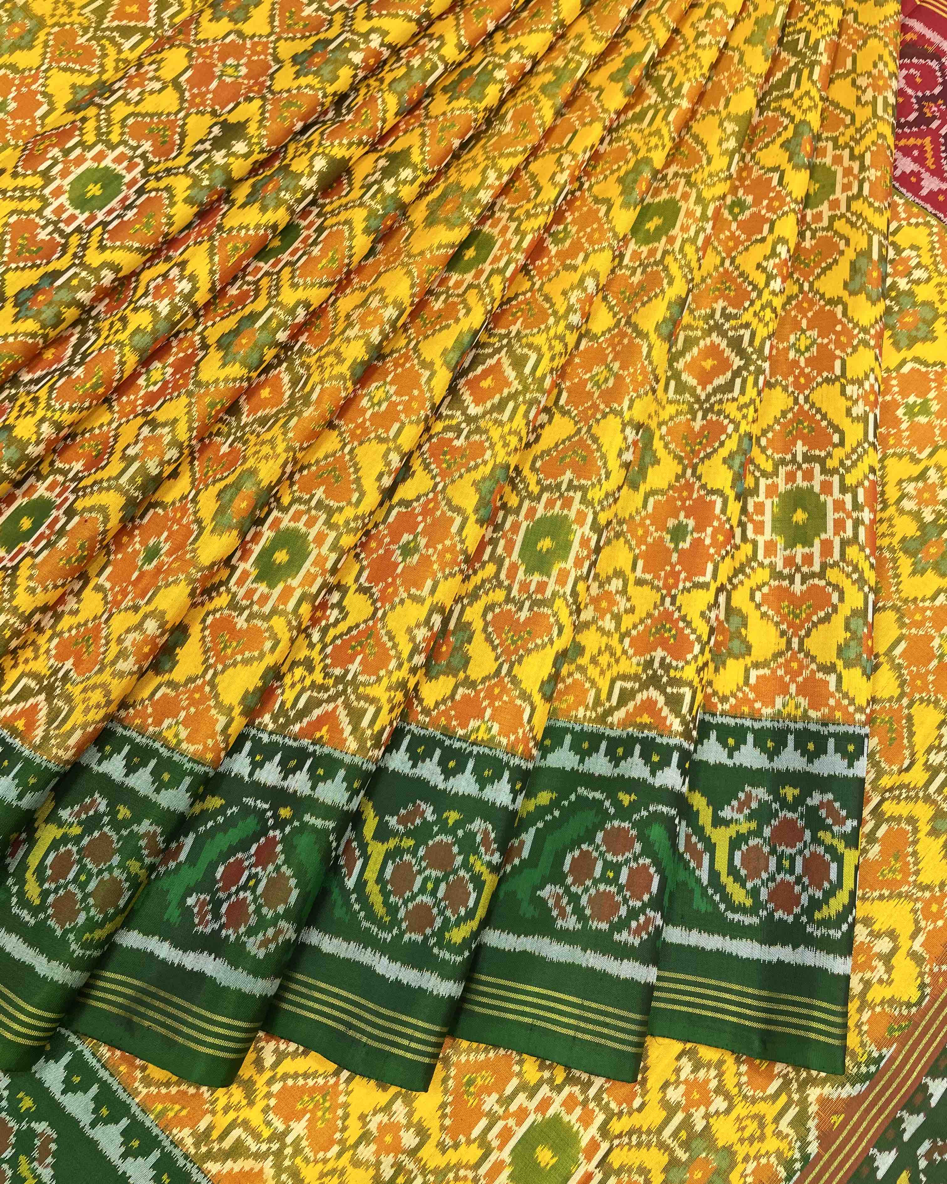 Yellow Navratan Ganga Jamuna Designer Patola Saree