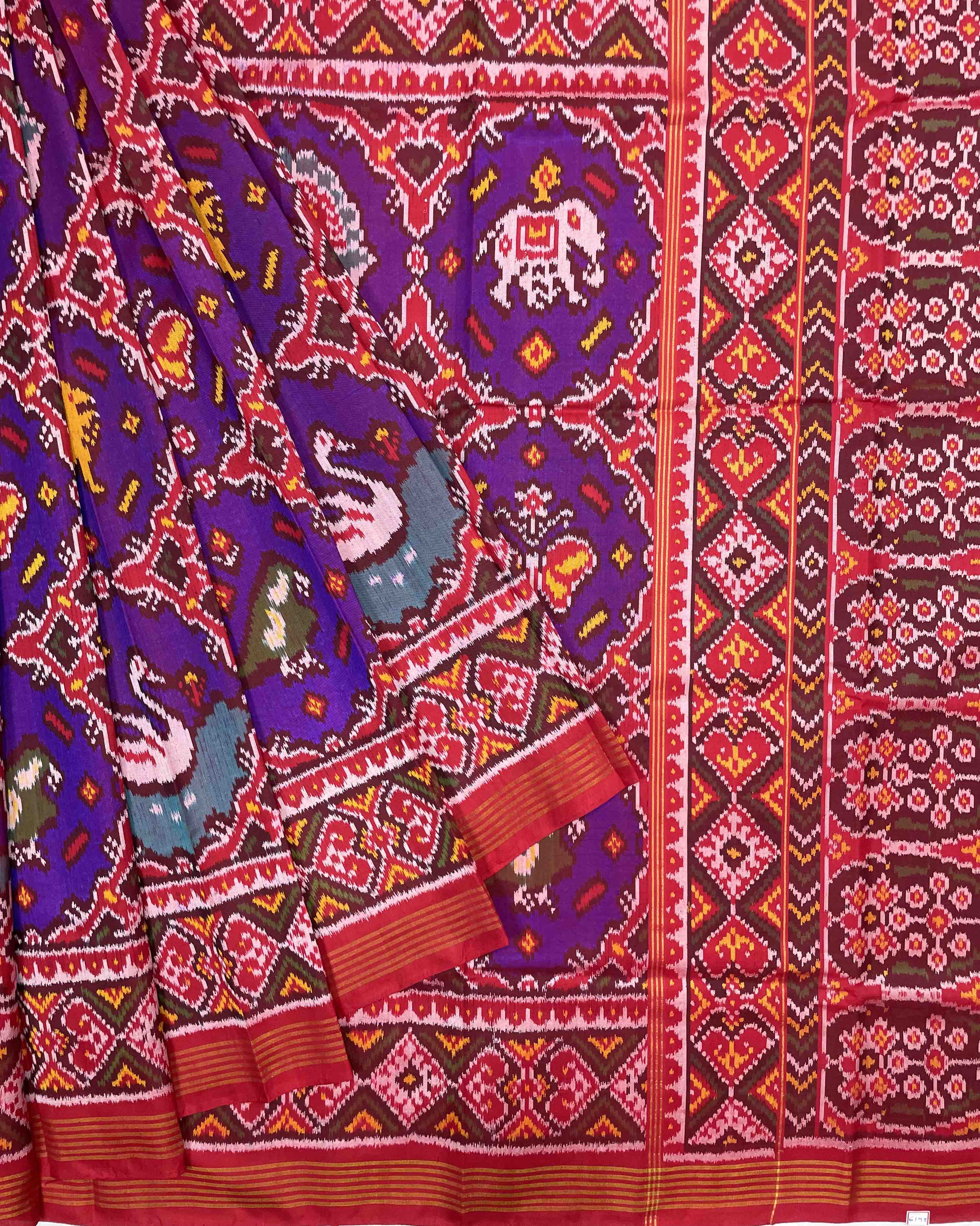 Red & Purple Big Figure Chhabdi Narikunj Designer Patola Saree