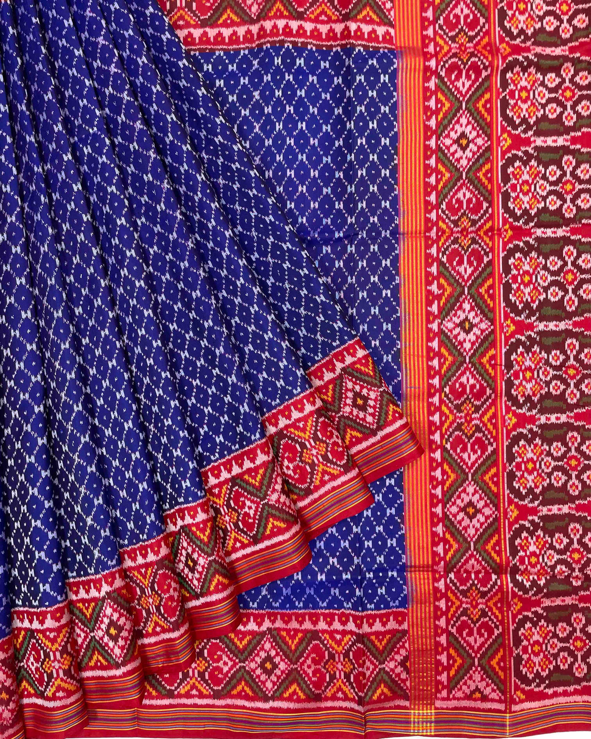 Red & Blue Jaali Design Patola Saree