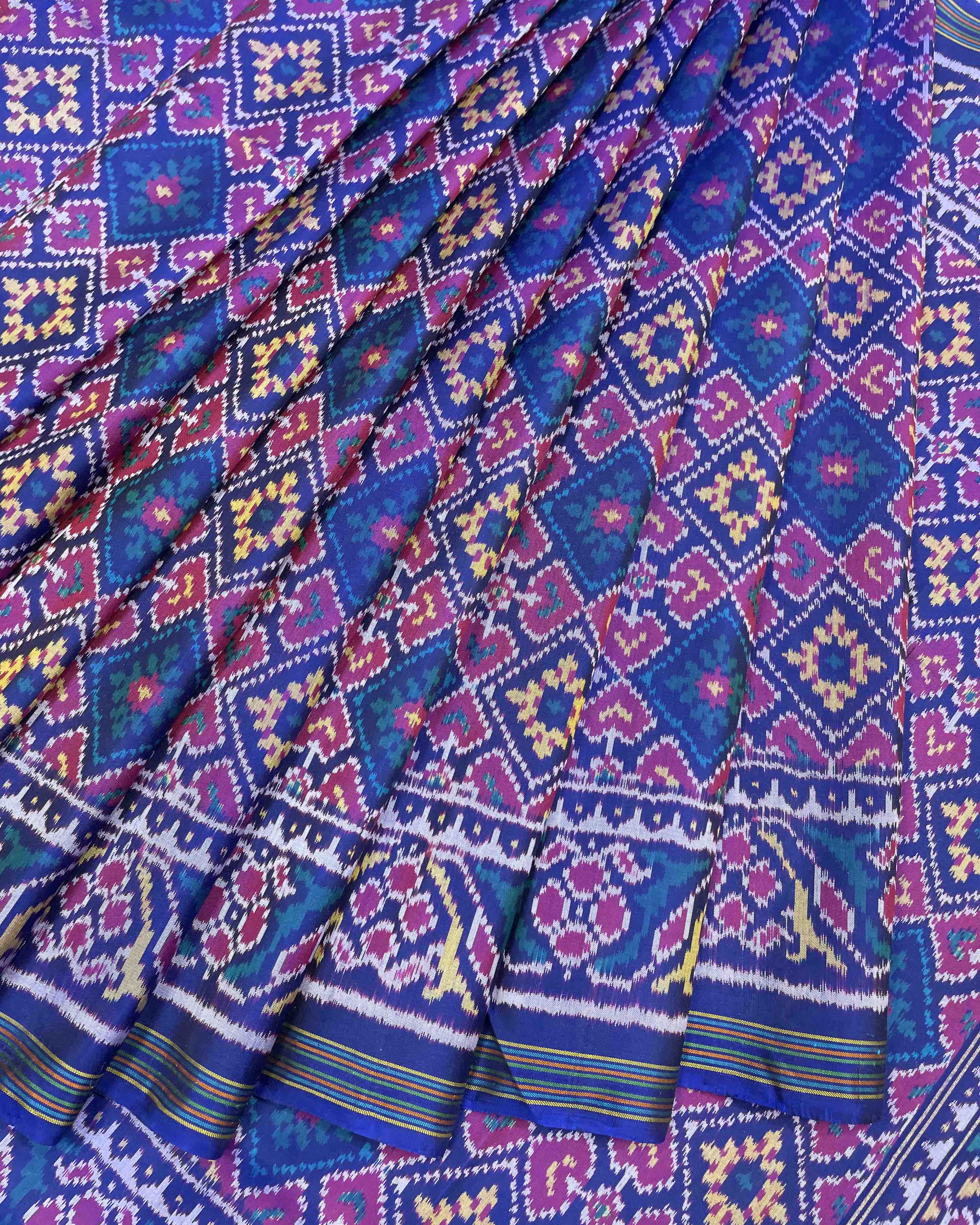Blue & Purple Panchanda Designer Patola Saree