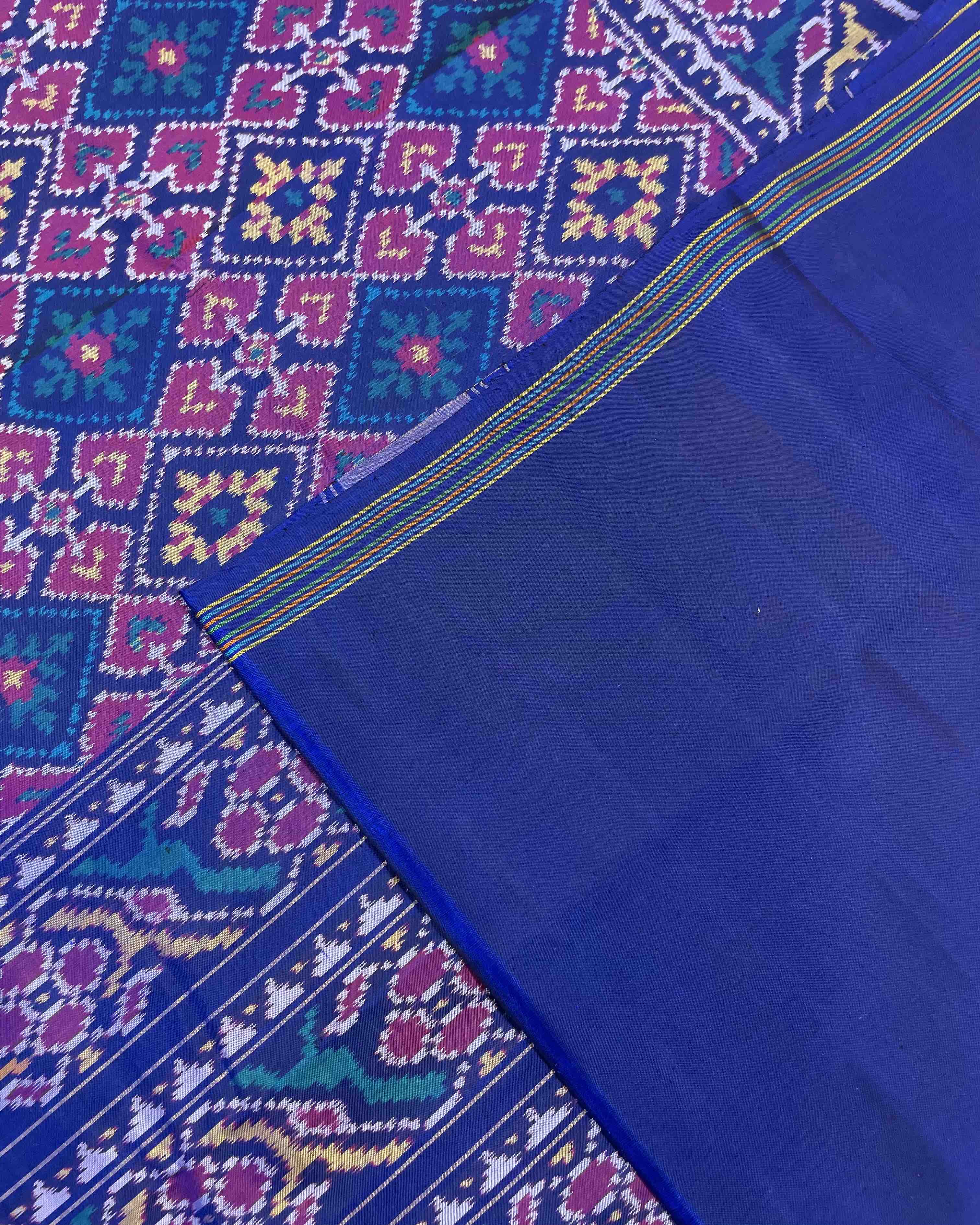 Blue & Purple Panchanda Designer Patola Saree