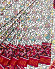 Pink & White Narikunj Designer Patola Saree