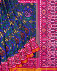 Pink & Blue Star Figure Narikunj Designer Patola Saree