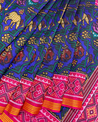 Pink & Blue Star Figure Narikunj Designer Patola Saree