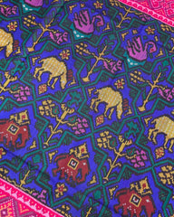 Pink & Blue Star Figure Narikunj Designer Patola Saree