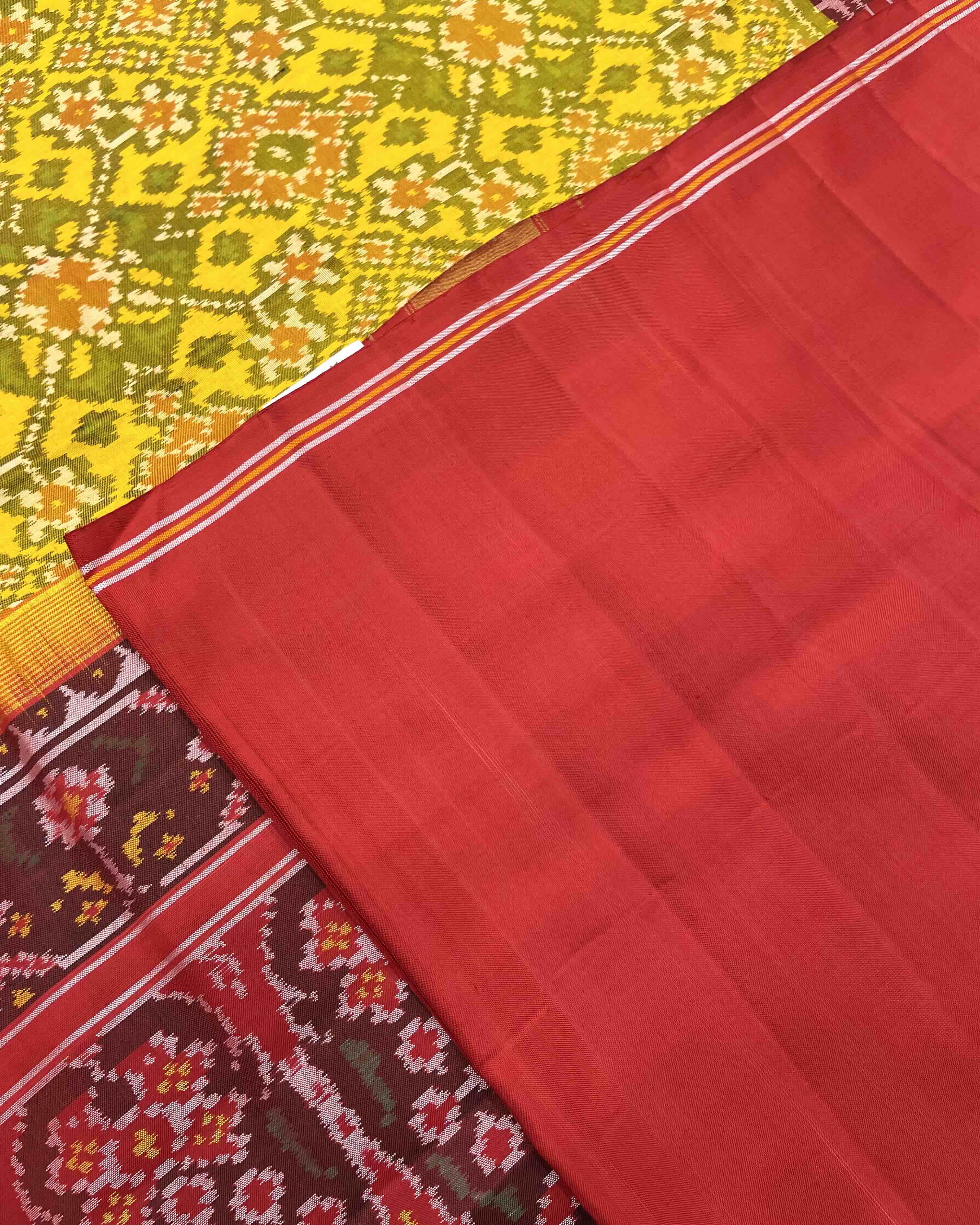Red & Yellow Navratan Designer Patola Saree
