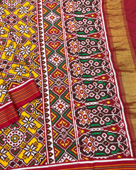 Red & Yellow Navratan Flower Designer Patola Saree