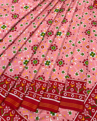 Red & Light Pink Designer Patola Saree