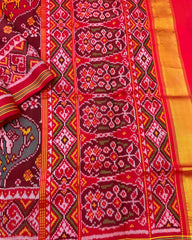 Red & Multicolour Narikunj Flower Designer Patola Saree