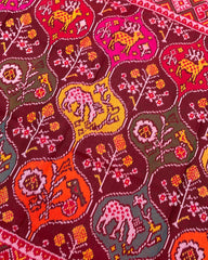 Red & Multicolour Narikunj Flower Designer Patola Saree