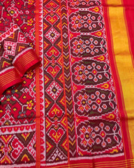 Crimson Red Navratan Designer Patola Saree
