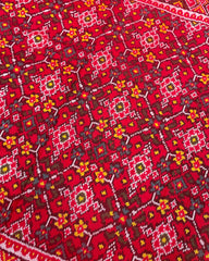 Crimson Red Navratan Designer Patola Saree