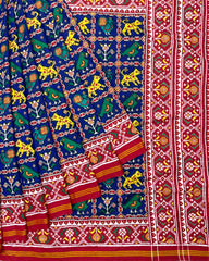 Red & Blue Narikunj Designer Patola Saree