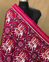 Pink Chhabdi Elephant Designer Patola Dupatta