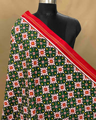Red & Green Buttonful Designer Patola Dupatta