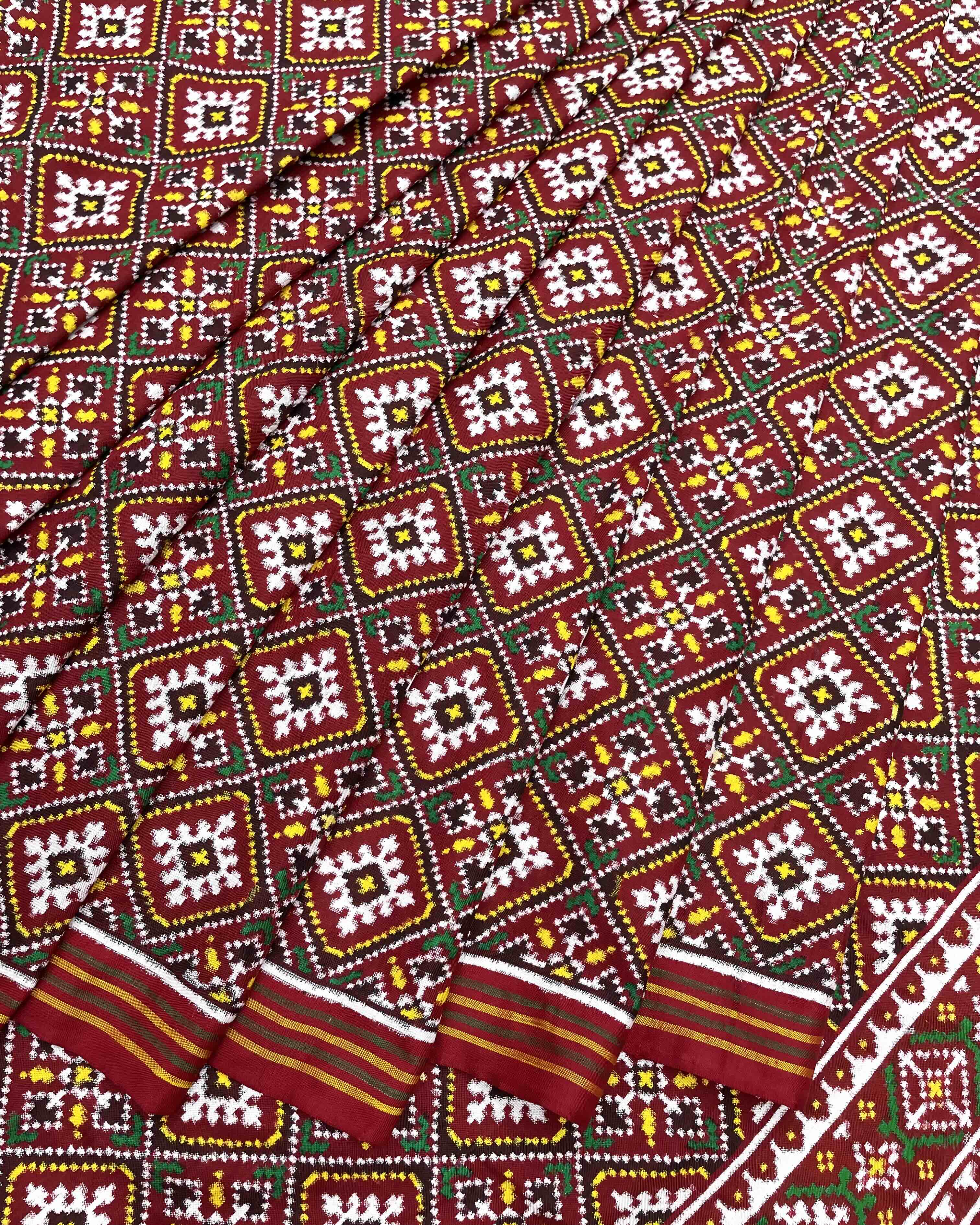 Red & Maroon Buttonful Designer Patola Saree