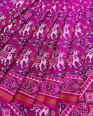 Pink Elephant Chhabdi Designer Patola Saree