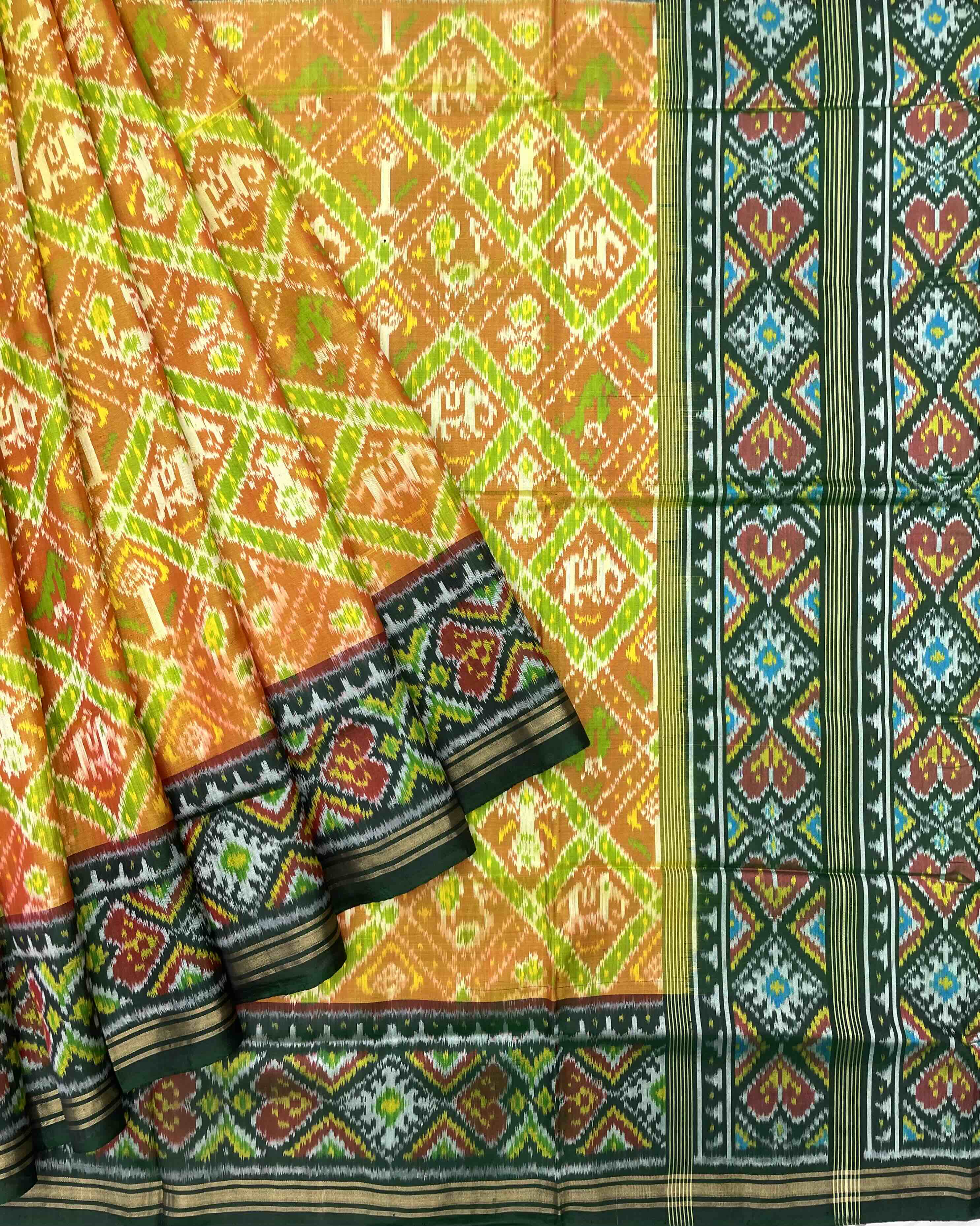 Green & Yellow Narikunj Designer Patola Saree
