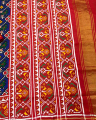 Red & Navy Blue Narikunj Leheriya Designer Patola Saree