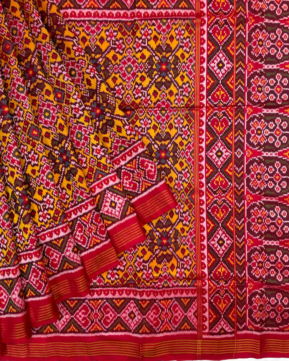 Red & Yellow Navratan Patola Saree