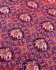 Red & Purple Manekchowk Elephant Patola Saree