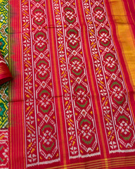 Red & Lemon Yellow Navratan Patola Saree