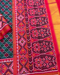 Pinkish Red & Multicolour Booty Patola Saree
