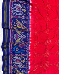 Blue & Red Designer Patola Bandhej