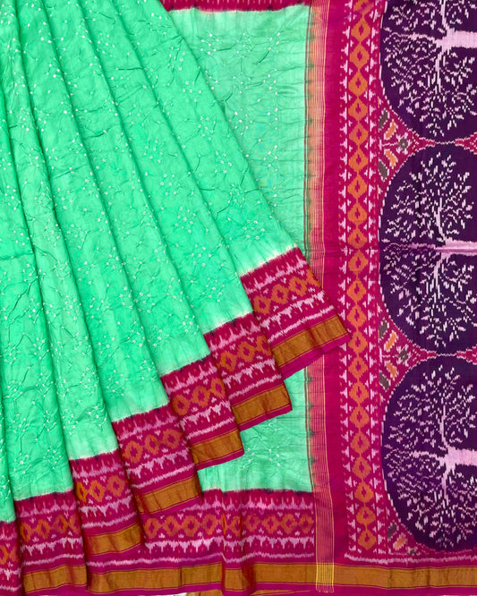 Pink & Pista Green Patola Bandhej