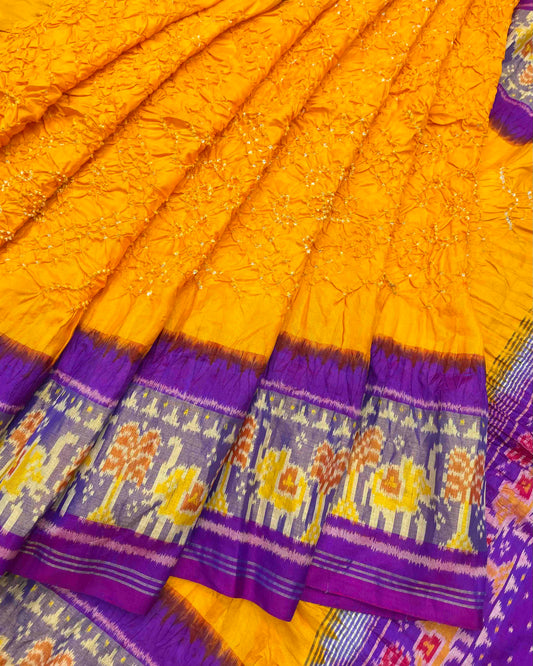 Purple & Yellow Patola Bandhej