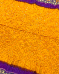 Purple & Yellow Patola Bandhej