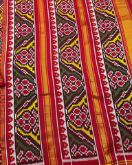 Red & Multicolour Navratan Twill Patola Saree