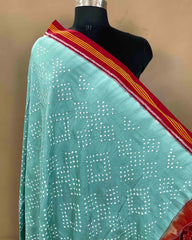 Red & Sky Bandhani Patola Dupatta