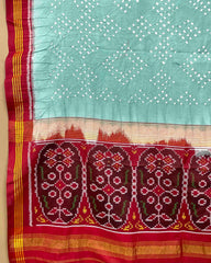 Red & Sky Bandhani Patola Dupatta