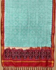 Red & Sky Bandhani Patola Dupatta