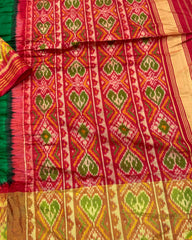 Red & Green Bandhani Patola Saree