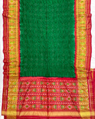 Red & Green Bandhani Patola Saree