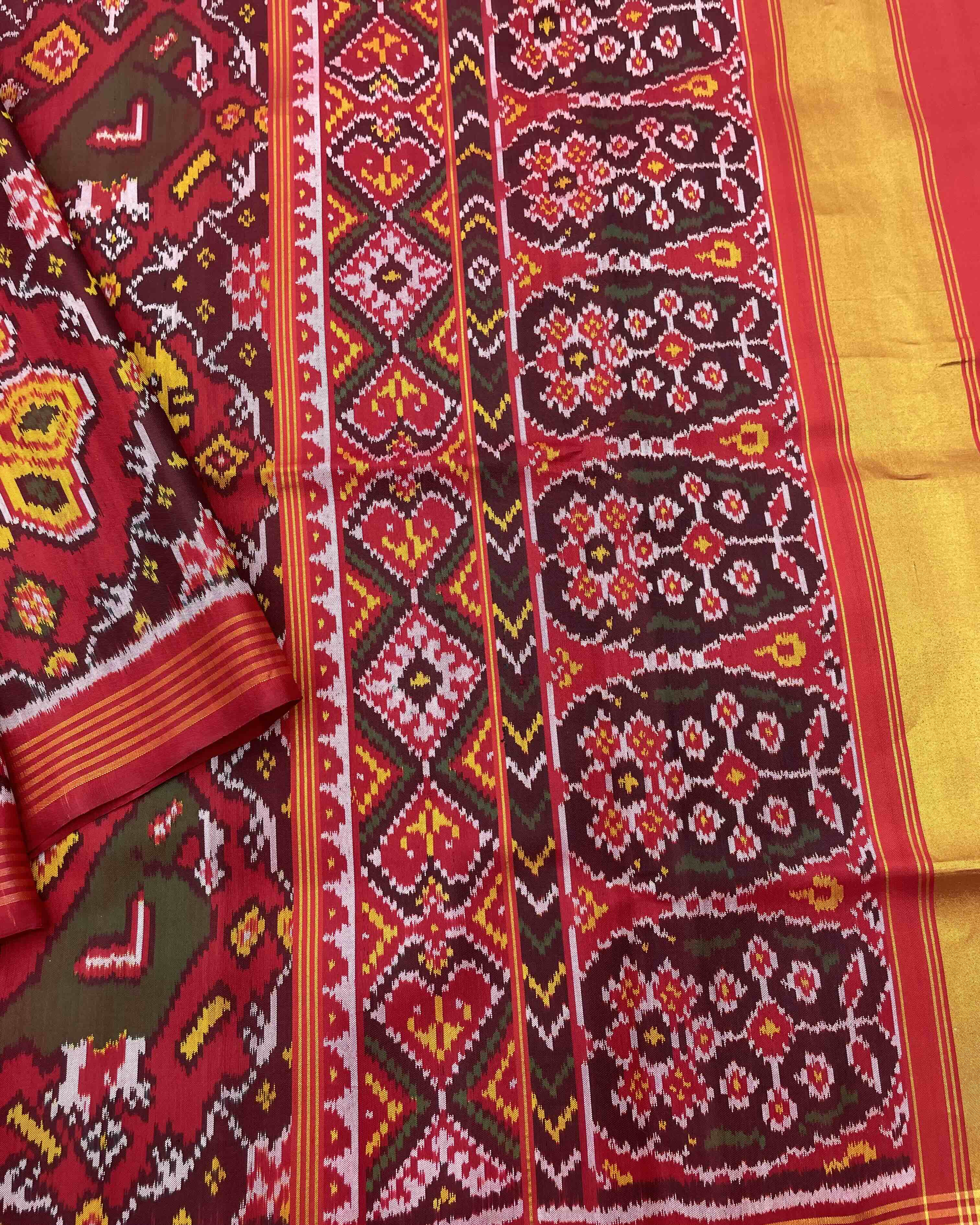 Crimson Red & Maroon Big Figure Narikunj Patola Saree