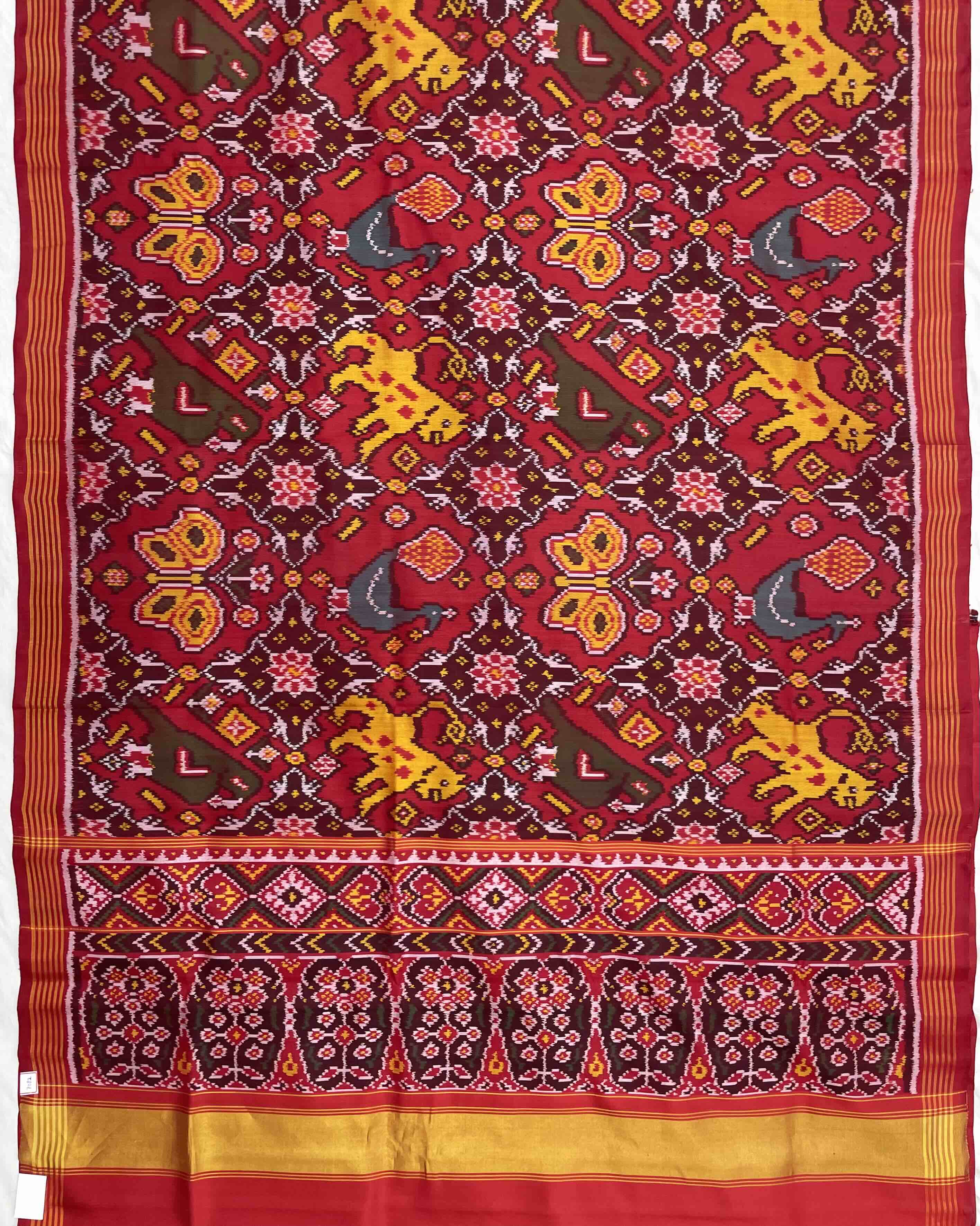 Crimson Red & Maroon Big Figure Narikunj Patola Saree