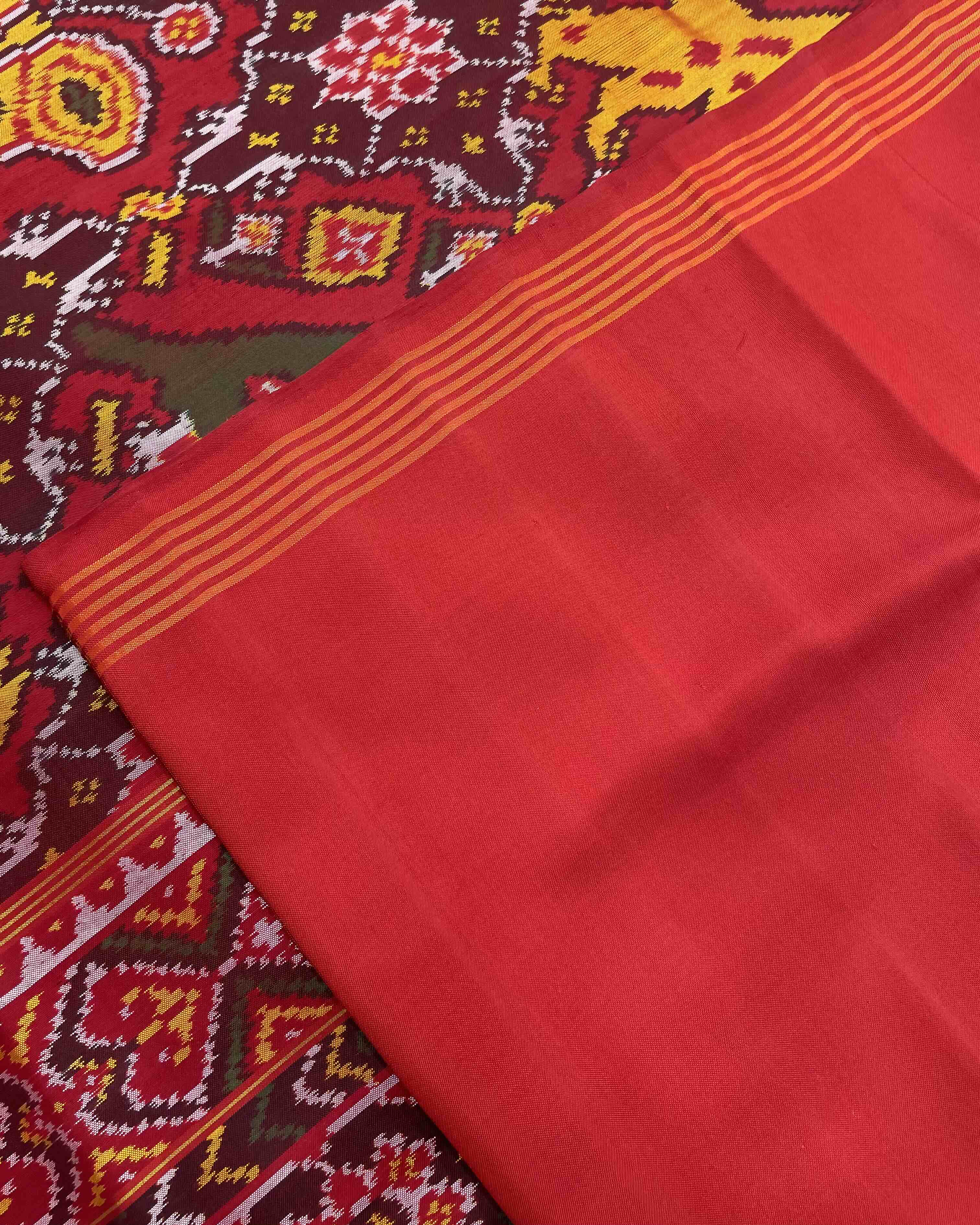 Crimson Red & Maroon Big Figure Narikunj Patola Saree