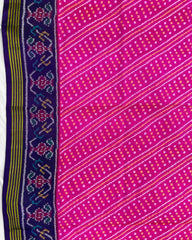 Navy Blue & Pink Leheriya Bandhani Design Patola Saree