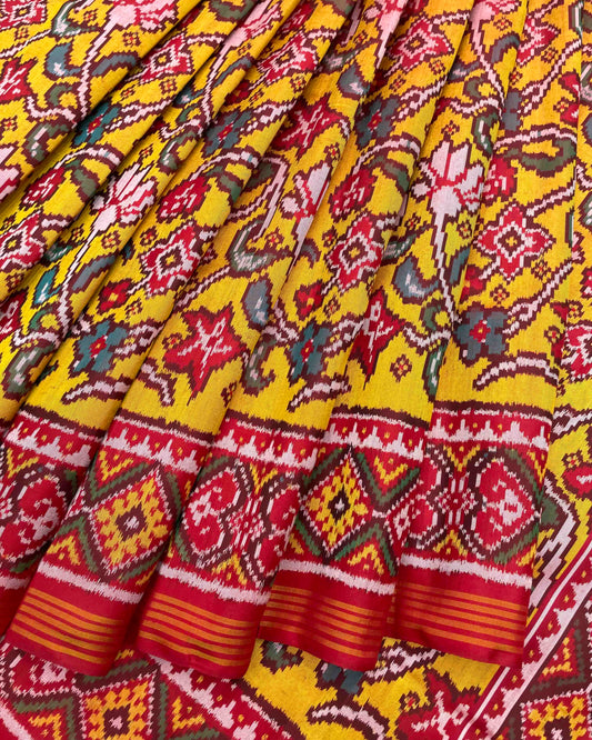 Red & Yellow Fancy Flower Patola Saree