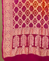 Pink & Orange Shaded Georgette Bandhani Dupatta