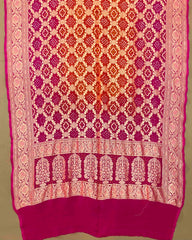 Pink & Orange Shaded Georgette Bandhani Dupatta