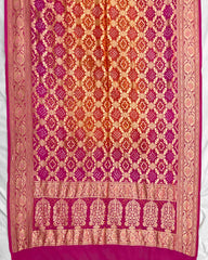 Pink & Orange Shaded Georgette Bandhani Dupatta