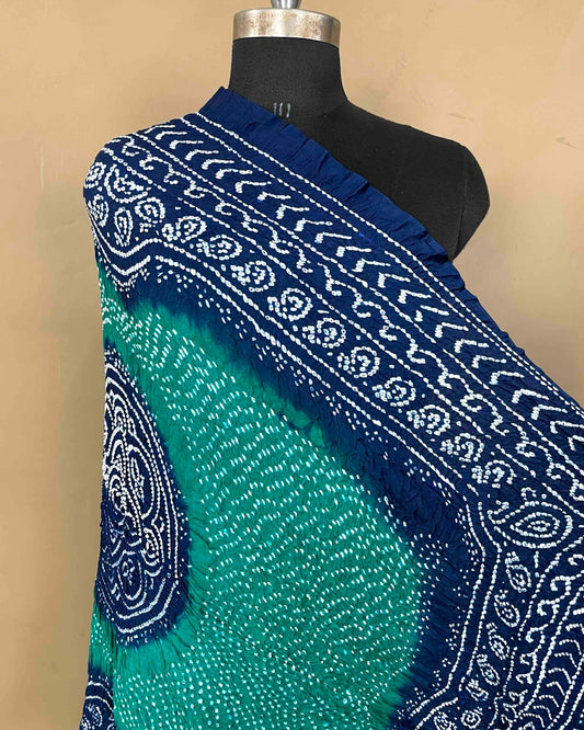 Blue & Turquoise Gajji Bandhani Dupatta